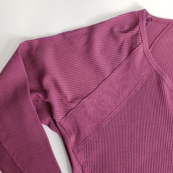 Free People Waffle Knit V-Neck Top Slouchy Oversized Beachy Boho Mulberry NWT - Picture 5 of 9